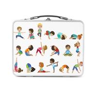Fabulous Lunch Box Métal Argenté pour Sandwich et Snack - Yoga pour Enfants Asanas Hatha Yoga Meditation - Boîte à Goûter Aluminium Gamelle Rigide Style Rétro Imprimée en France