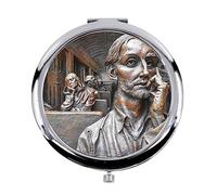 Fabulous Miroir de Poche en Métal - Bas Relief de Paul Day Metro de Londres Sculpture - (Diamètre 70 mm)