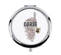 Fabulous Miroir de Poche en métal Blanc - Corse Département Ile France Bastia Carte Ancienne Rare - (Diamètre 70 mm)