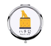 Fabulous Miroir de Poche en métal Blanc - Hachiko Chien Statue Japon Asie Culture - (Diamètre 70 mm)