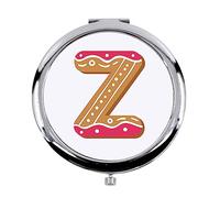 Fabulous Miroir de Poche en métal Blanc - Z Zoe Zinedine Lettre Alphabet Prénom Fleur - (Diamètre 70 mm)