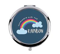Fabulous Miroir de Poche en métal Bleu - Somewhere Over The Rainbow Musique Chanson Arc en Ciel - (Diamètre 70 mm)
