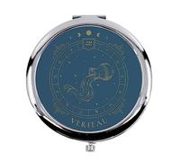 Fabulous Miroir de Poche en métal Bleu - Verseau Cartomancie Signe Astrologie Zodiaque Astres Constellation Tarot - (Diamètre 70 mm)