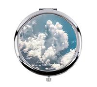 Fabulous Miroir de Poche en Métal - Ciel Bleu Nuageux Nature Magnifique Été - (Diamètre 70 mm)
