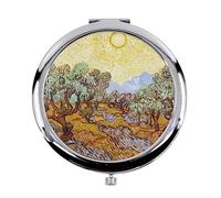Fabulous Miroir de Poche en Métal - d'après l'oeuvre de Vincent Van Gogh Oliviers Peinture Post-Impressionnisme - (Diamètre 70 mm)