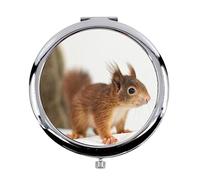 Fabulous Miroir de Poche en Métal - Ecureuil Trop Mignon Animal Sauvage Nature Photo Interieur - (Diamètre 70 mm)