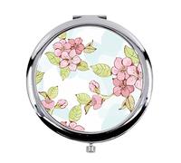 Fabulous Miroir de Poche en Métal - Fleur Sakura Cerisier Japonais Art Japonais Moderne Design - (Diamètre 70 mm)