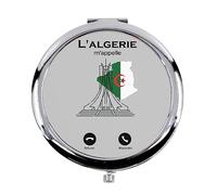 Fabulous Miroir de Poche en métal Gris - L'Algérie m'appelle Culture Patrimoine Tourisme - (Diamètre 70 mm)