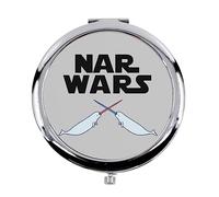 Fabulous Miroir de Poche en métal Gris - NAR Wars La Guerre des Narvals Parodie Film Etoiles Science Fiction - (Diamètre 70 mm)