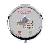 Fabulous Miroir de Poche en métal Gris - Scotland is Calling Me - (Diamètre 70 mm)