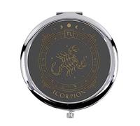 Fabulous Miroir de Poche en métal Noir - Scorpion Cartomancie Signe Astrologie Zodiaque Astres Constellation Tarot - (Diamètre 70 mm)