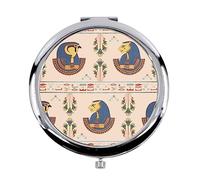 Fabulous Miroir de Poche en Métal - Pharaon Egypte Hieroglyphe Motif Ancien Symboles Ecriture - (Diamètre 70 mm)
