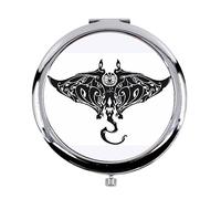 Fabulous Miroir de Poche en Métal - Raie Manta Maori Tatouage Nouvelle-Zelande Art - (Diamètre 70 mm)