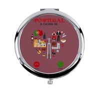 Fabulous Miroir de Poche en métal Rouge - Portugal is Calling Me - (Diamètre 70 mm)