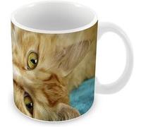 Fabulous Mug céramique Chat Roux Tigré se Prélasse Blanc G