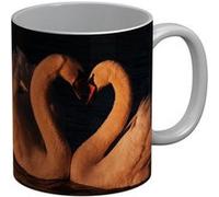 Fabulous Mug céramique Cygnes Amoureux Coeur Parade Nuptiale Blanc G