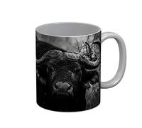 Fabulous Mug Céramique Gros Plan Buffle d'Eau en Noir et Blanc Nature Sauvage