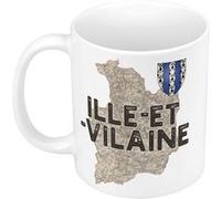 Fabulous Mug céramique Ille et Vilaine carte ancienne Blanc G