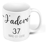 Fabulous Mug céramique J'Adore 37 Indre Et Loire Departement Tours Blanc G