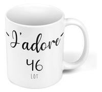 Fabulous Mug céramique J'Adore 46 Lot Departement Cahors Blanc G