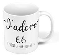Fabulous Mug céramique J'Adore 66 Pyrenees Orientales Departement Perpignan Blanc G