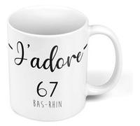 Fabulous Mug céramique J'Adore 67 Bas Rhin Departement Strasbourg Blanc G