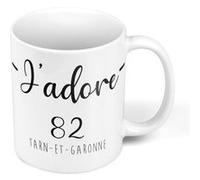 Fabulous Mug céramique J'Adore 82 Tarn Et Garonne Departement Montauban Blanc G