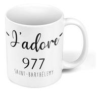 Fabulous Mug céramique J'Adore 977 Departement Saint Barthelemy Blanc G