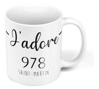 Fabulous Mug céramique J'Adore 978 Departement Saint Martin Blanc G