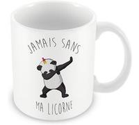 Fabulous Mug céramique Jamais Sans ma Licorne Humour Mignon Dessin le Dab du Panda Animaux Blanc G