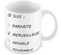 Fabulous Mug céramique Je suis Merveilleuse Cases à Cocher Femme Blanc G