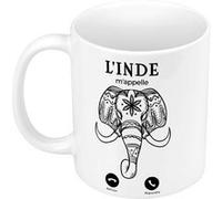 Fabulous Mug céramique L'Inde M'Appelle Eléphant Sacré Blanc G