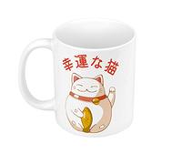 Fabulous Mug Céramique Maneki-Neko Chat Japon Asie Culture Chine Porte Bonheur
