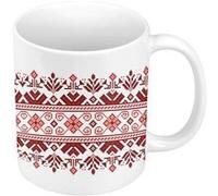 Fabulous Mug céramique Motif Rouge Style Broderie Pixel Blanc G
