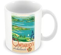 Fabulous Mug céramique Ontario Canada America Lac Affiche Vintage Blanc G