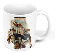 Fabulous Mug céramique Partir en Vacance Enfants Peinture Norman Rockwell Blanc G