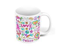 Fabulous Mug Céramique Peace Love Guitares Hippie Psychedelique 70's Couleurs