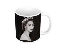 Fabulous Mug Céramique Queen Elisabeth II Jeune Portrait Ancien Reine d'Angleterre Noir et Blanc Vintage
