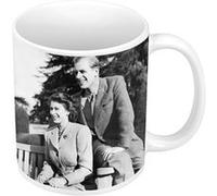 Fabulous Mug céramique Reine Elisabeth II et Prince Philip Vieille Photo Blanc G