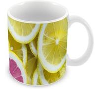 Fabulous Mug céramique Rondelles de Citrons Jaunes et Roses Blanc G