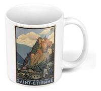 Fabulous Mug céramique Saint Etienne Course Automobile Affiche Vintage Blanc G
