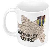 Fabulous Mug céramique Saone et Loire carte ancienne Blanc G