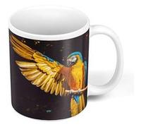 Fabulous Mug céramique Splendide Perroquet Jaune et Bleu Oiseau Exotique Blanc G