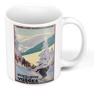 Fabulous Mug céramique Sport d'Hivers Les Vosges Montagne Poster Vintage Blanc