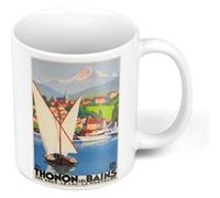 Fabulous Mug céramique Thonon Lac Montagne Affiche Vintage Blanc G