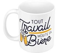 Fabulous Mug céramique Tout Travail mérite sa Bière Blanc G