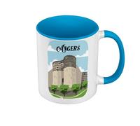Fabulous Mug de Couleur Qualité Premium Bleu - Angers Château France Ville Voyage Tourisme - Tasse avec anse et intérieur de couleur
