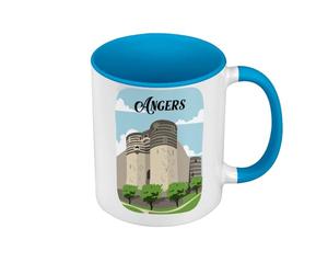 Fabulous Mug de Couleur Qualité Premium Bleu - Angers Château France Ville Voyage Tourisme - Tasse avec anse et intérieur de couleur