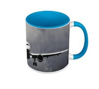 Fabulous Mug de Couleur Qualité Premium Bleu - Avion Decollage Aeroport Couche de Soleil Moyen Courrier - Tasse avec anse et intérieur de couleur