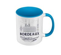 Fabulous Mug de Couleur Qualité Premium Bleu - Bordeaux Minimalist Ville France Vin Voyage - Tasse avec anse et intérieur de couleur